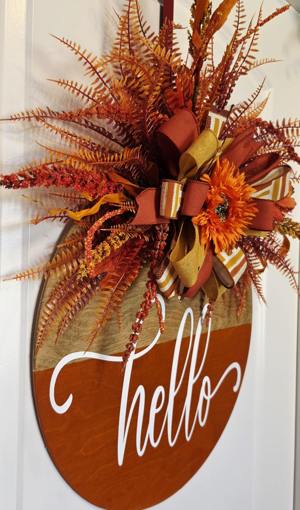 Handcrafted Fall Sunflower Door Hanger, Rustic Farmhouse Autumn Porch Decor