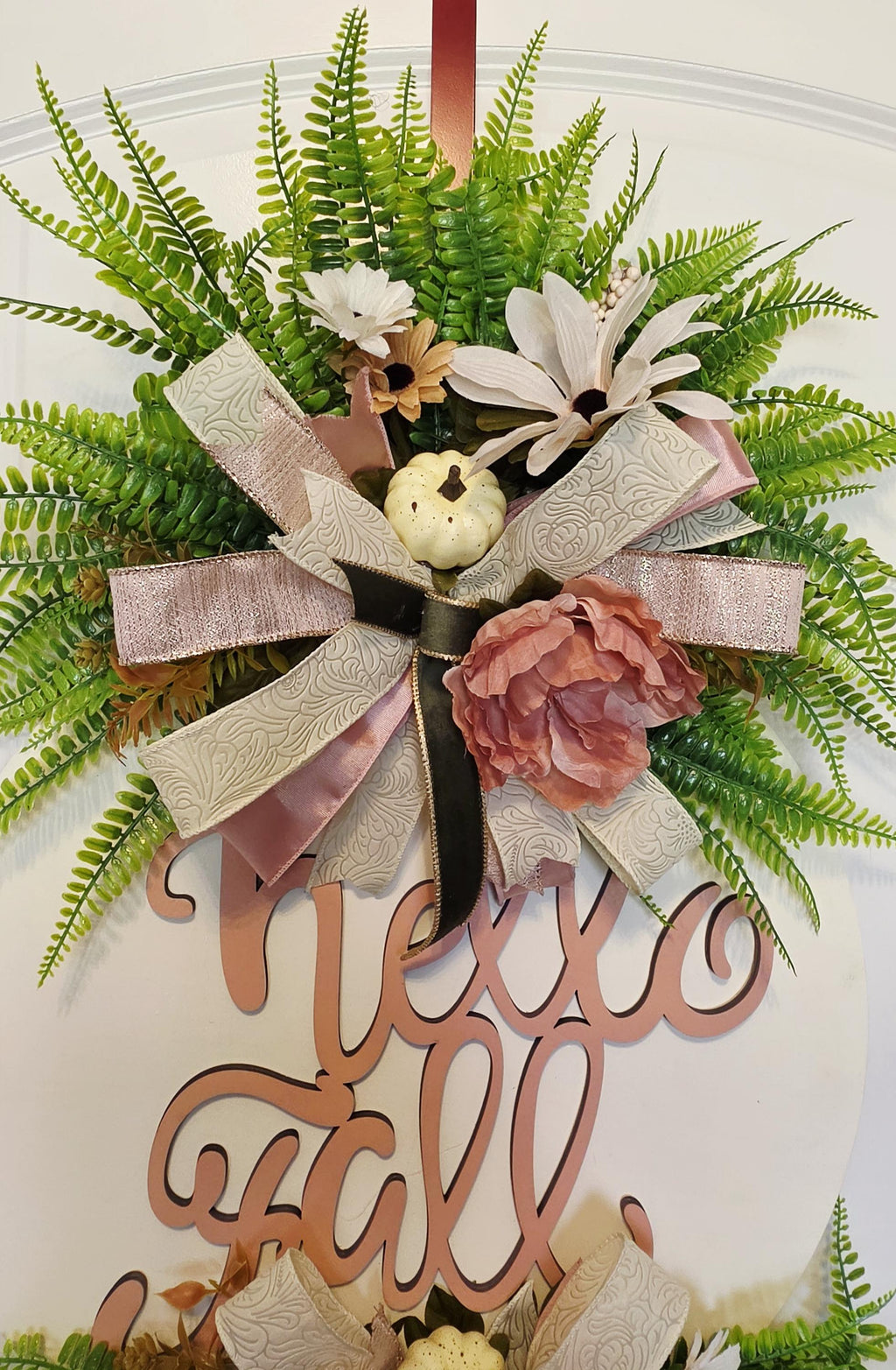 Fall Door Hanger, Blush Pink Fall Wreath, Welcome Fall Door Decor, Neutral Autumn Wreath, Pumpkin Front Door Decor, Farmhouse Fall Decor