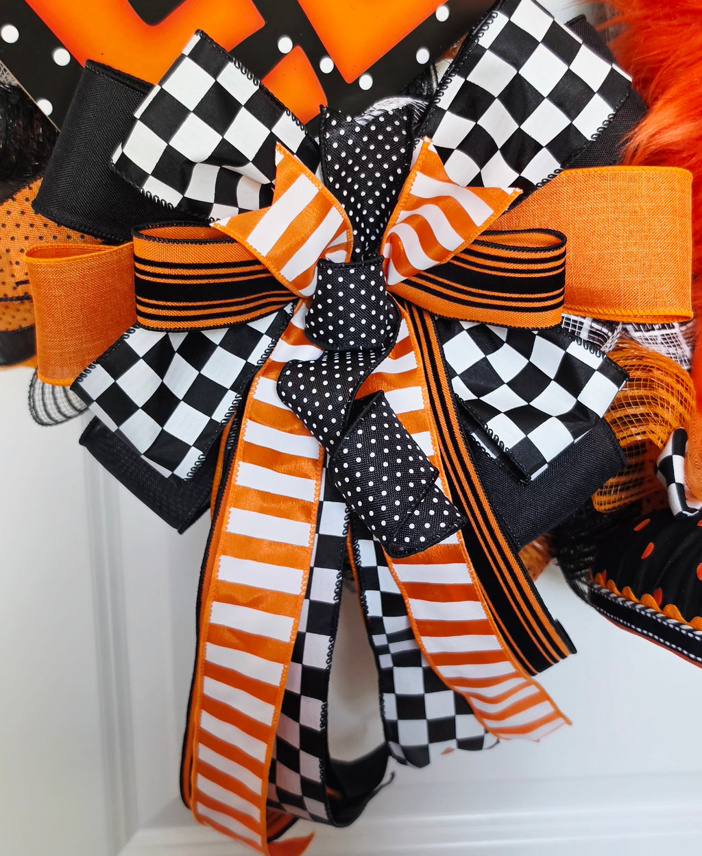 Halloween Wreath, Halloween Front Door Wreath, Orange Black Wreath, Monster Wreath, Eek Wreath, Whimsical Halloween Decor, Door Wreath