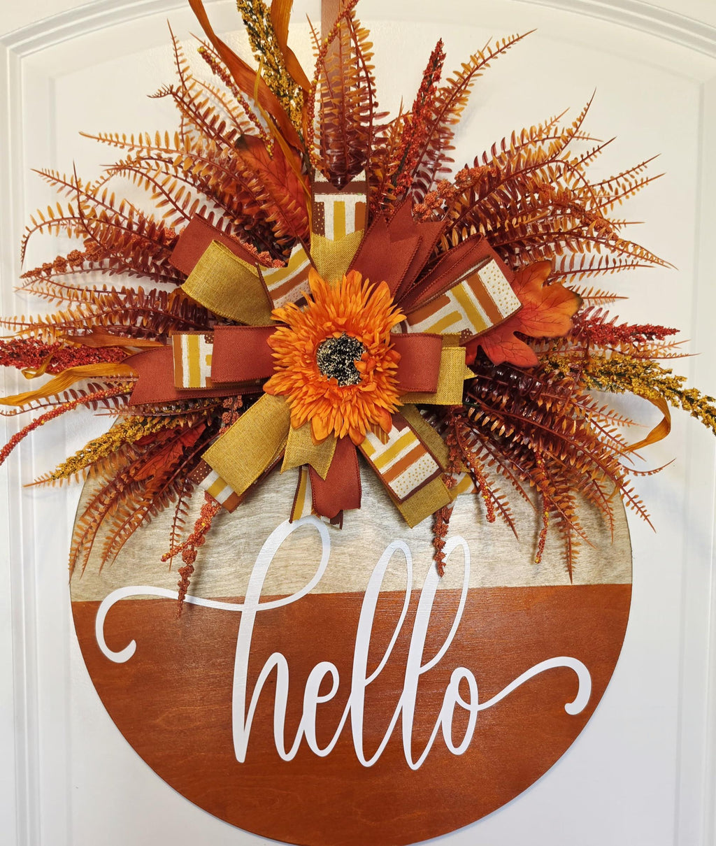 Handcrafted Fall Sunflower Door Hanger, Rustic Farmhouse Autumn Porch Decor