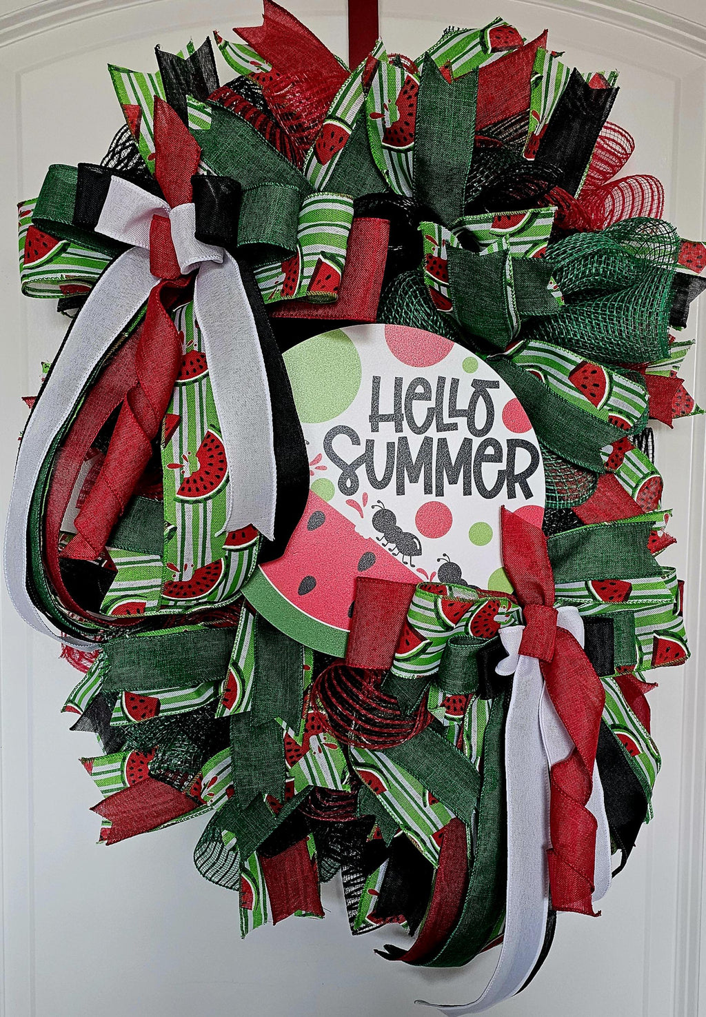 Hello Summer Watermelon Wreath, Picnic Ant Door Decor