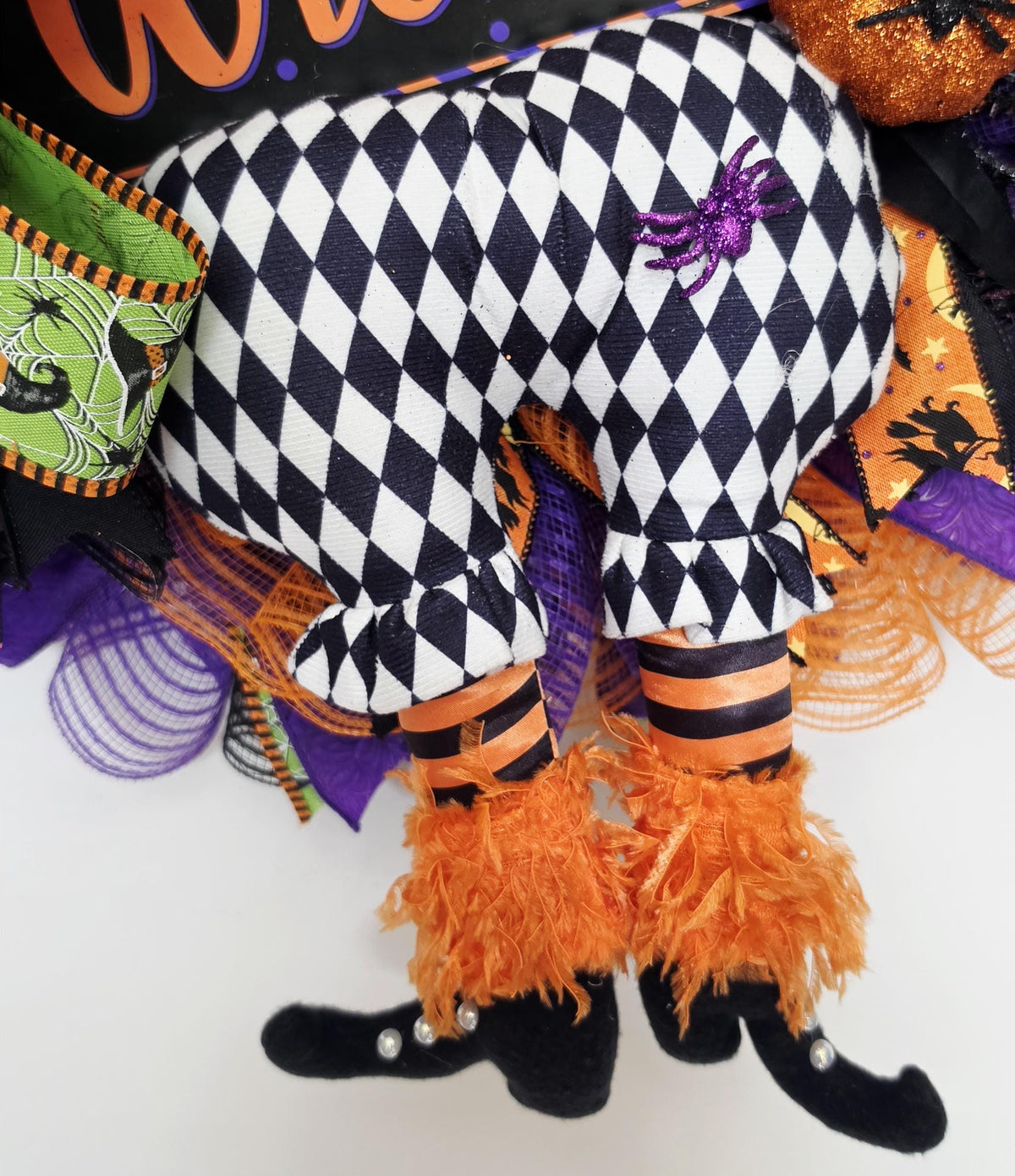 Purple Witch Halloween Wreath, Wee Bit Wicked Door Decor