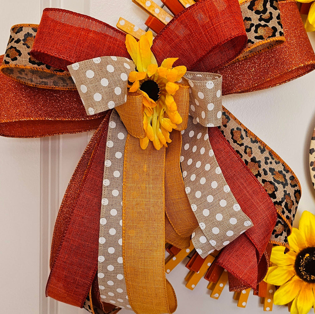 Clothespin Pumpkin Door Hanger, Rustic Fall Wreath for Front Door