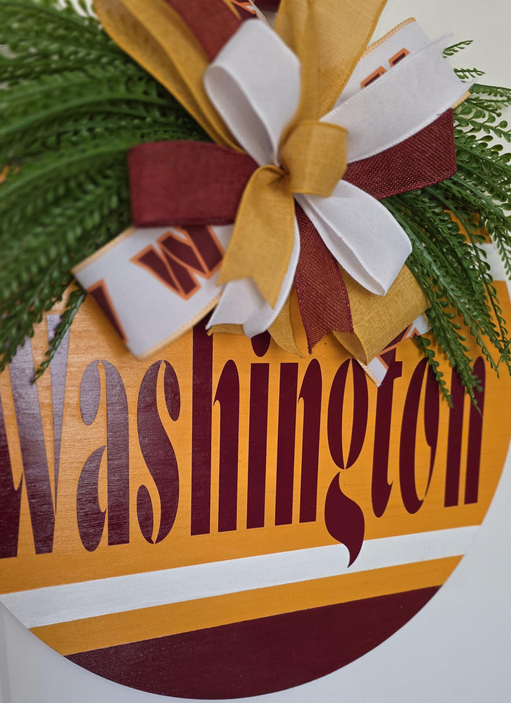Washington Football Door Hanger | Burgundy & Gold Game Day Wreath
