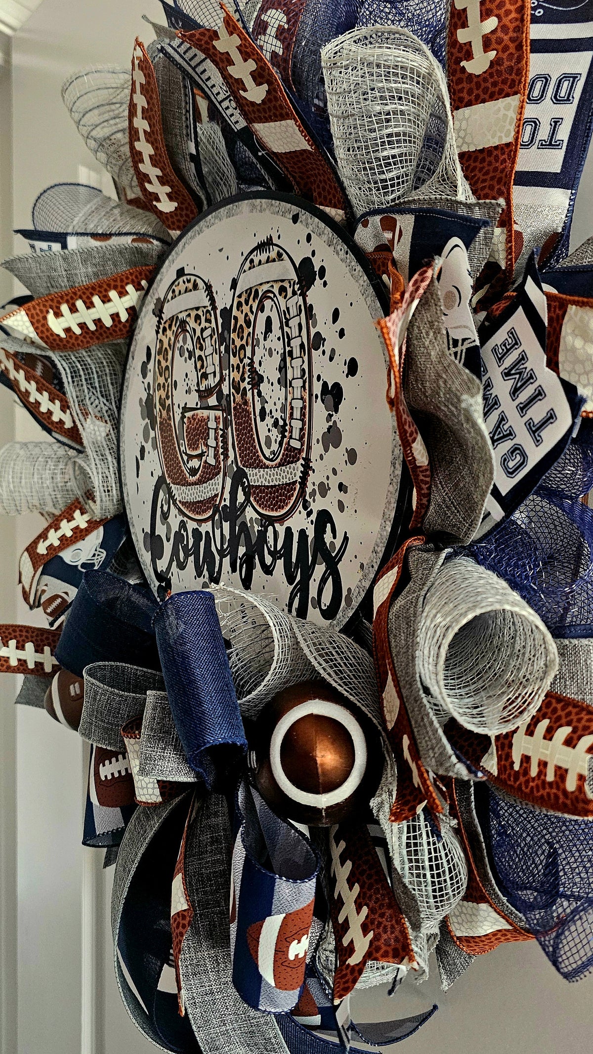 Cowboys Football Wreath, Blue and Silver, Game Day Door Decor