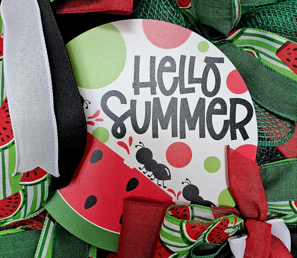 Hello Summer Watermelon Wreath, Picnic Ant Door Decor