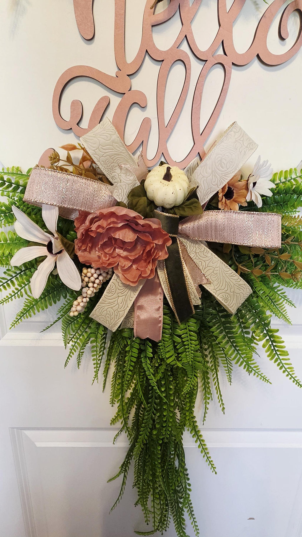 Fall Door Hanger, Blush Pink Fall Wreath, Welcome Fall Door Decor, Neutral Autumn Wreath, Pumpkin Front Door Decor, Farmhouse Fall Decor