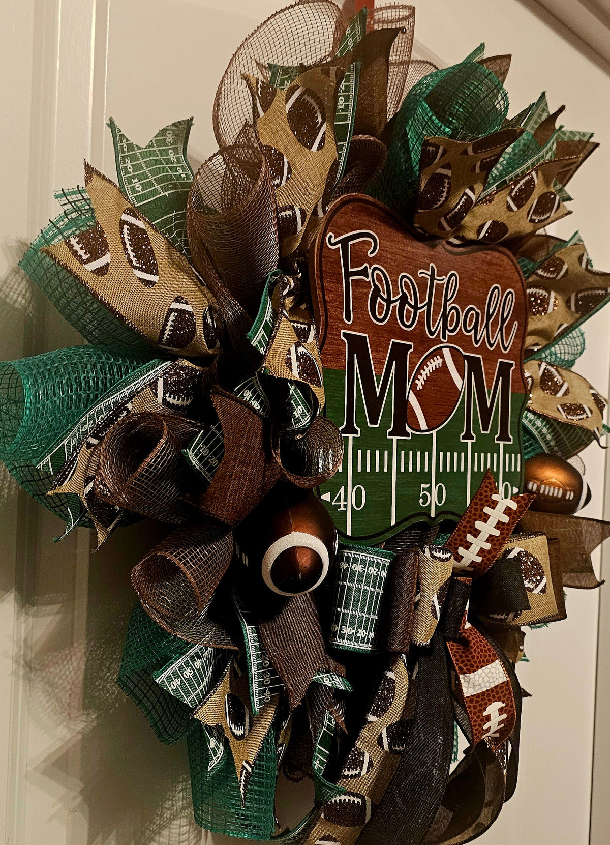 Handmade Football Mom Wreath – Game Day Door Decor