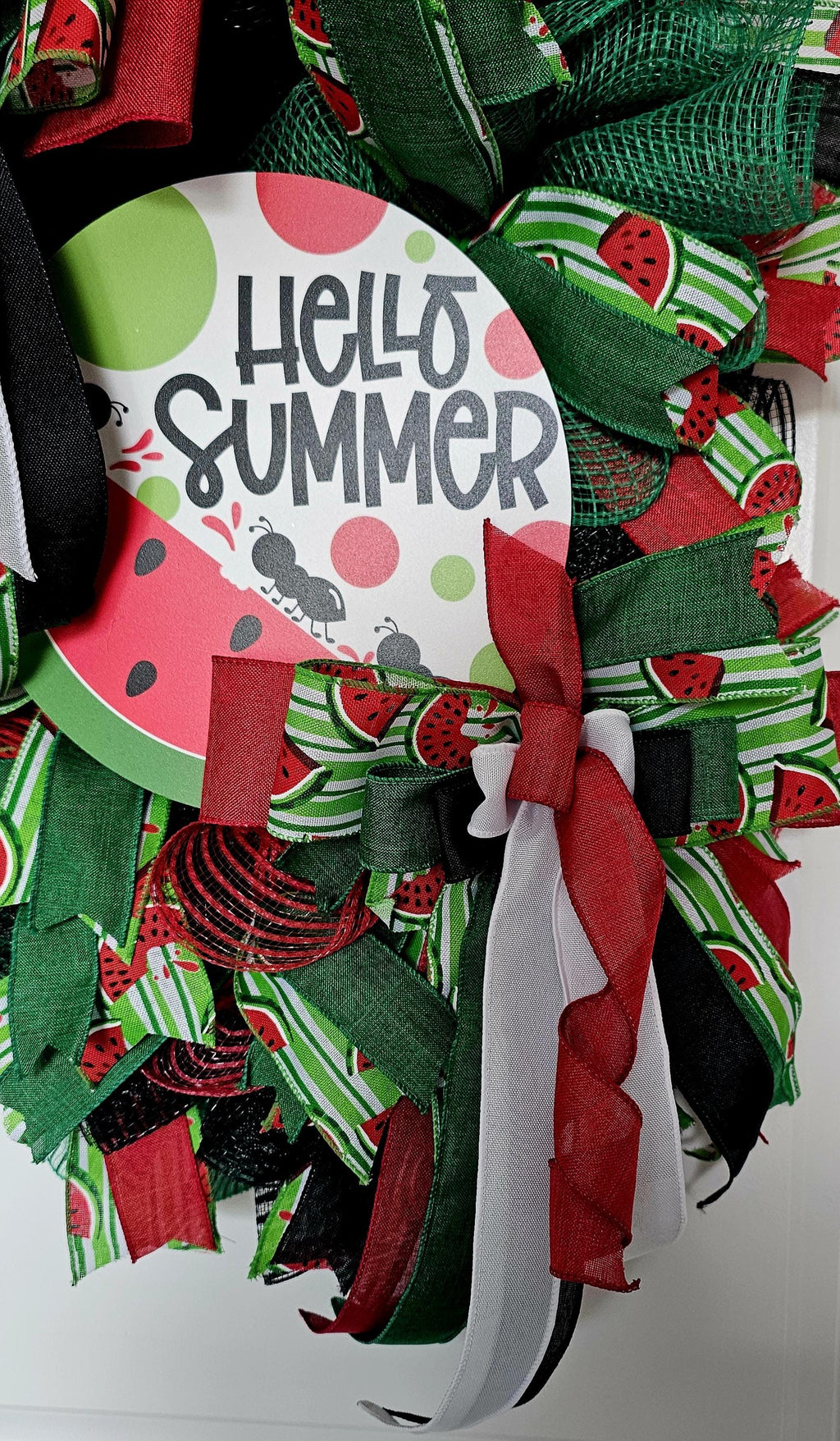 Hello Summer Watermelon Wreath, Picnic Ant Door Decor