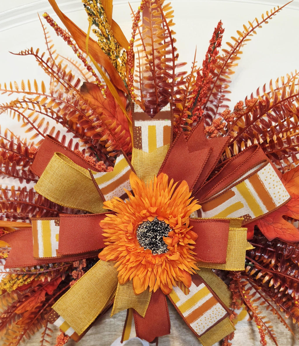 Handcrafted Fall Sunflower Door Hanger, Rustic Farmhouse Autumn Porch Decor