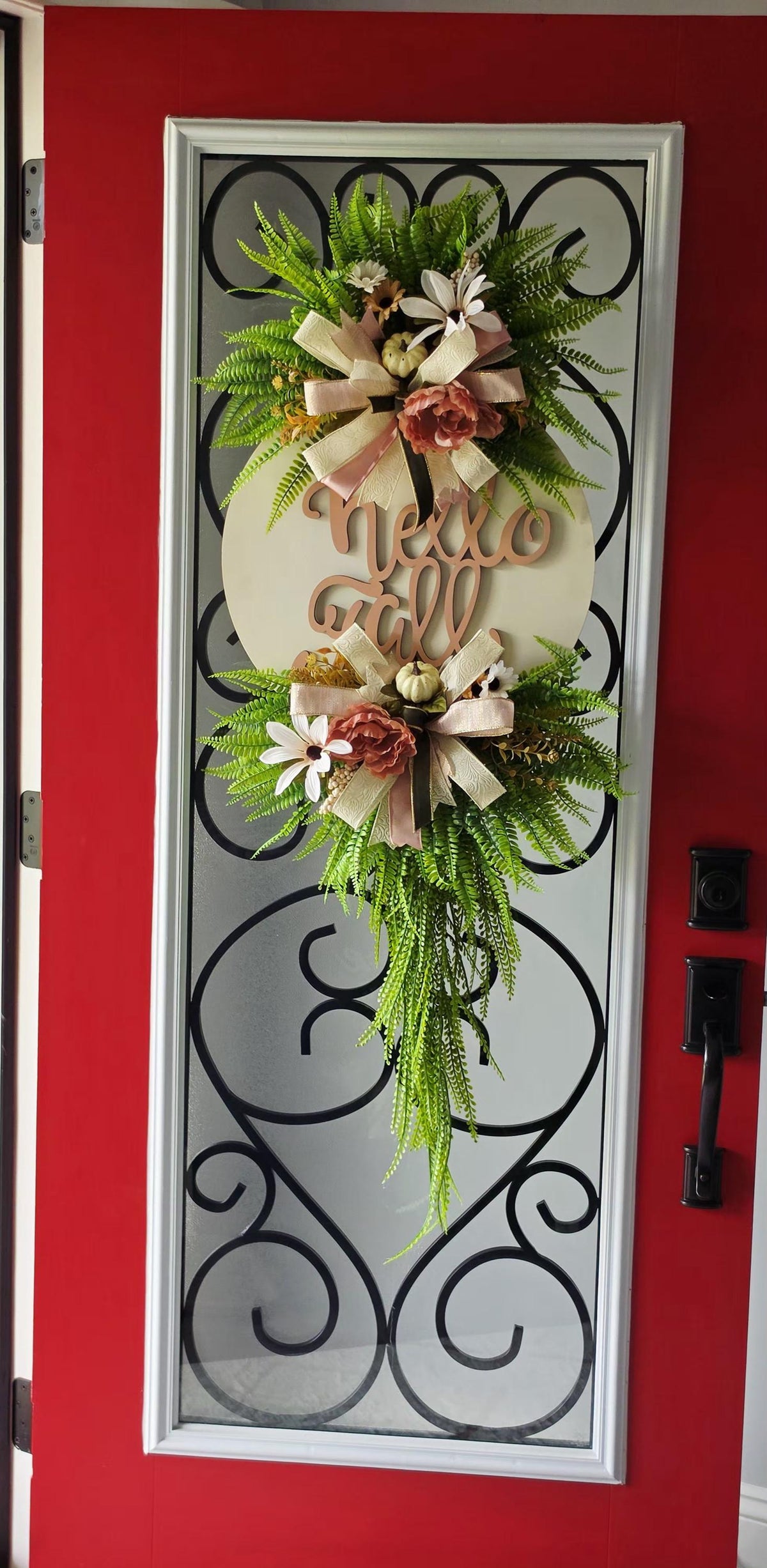 Fall Door Hanger, Blush Pink Fall Wreath, Welcome Fall Door Decor, Neutral Autumn Wreath, Pumpkin Front Door Decor, Farmhouse Fall Decor
