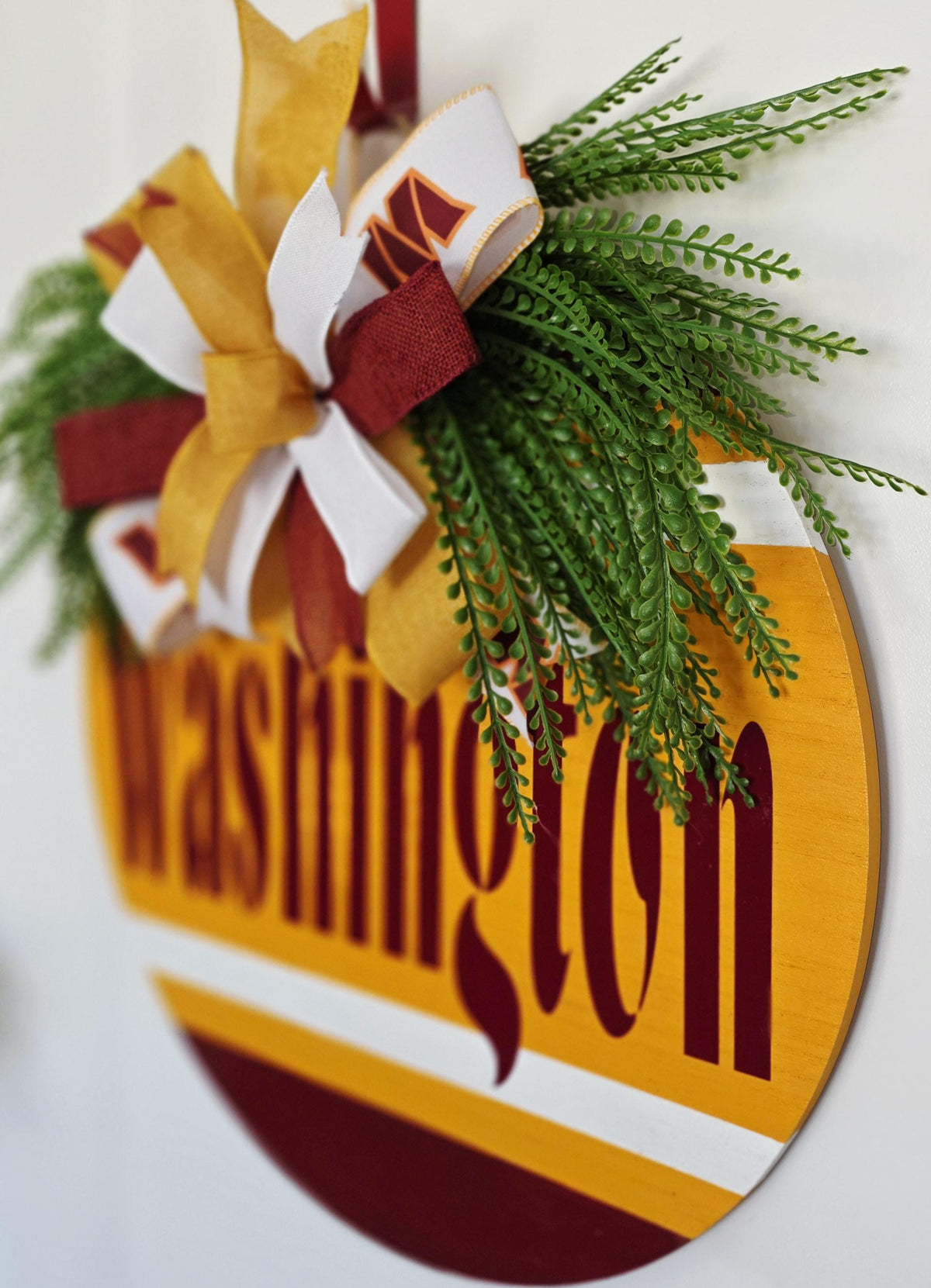 Washington Football Door Hanger | Burgundy & Gold Game Day Wreath