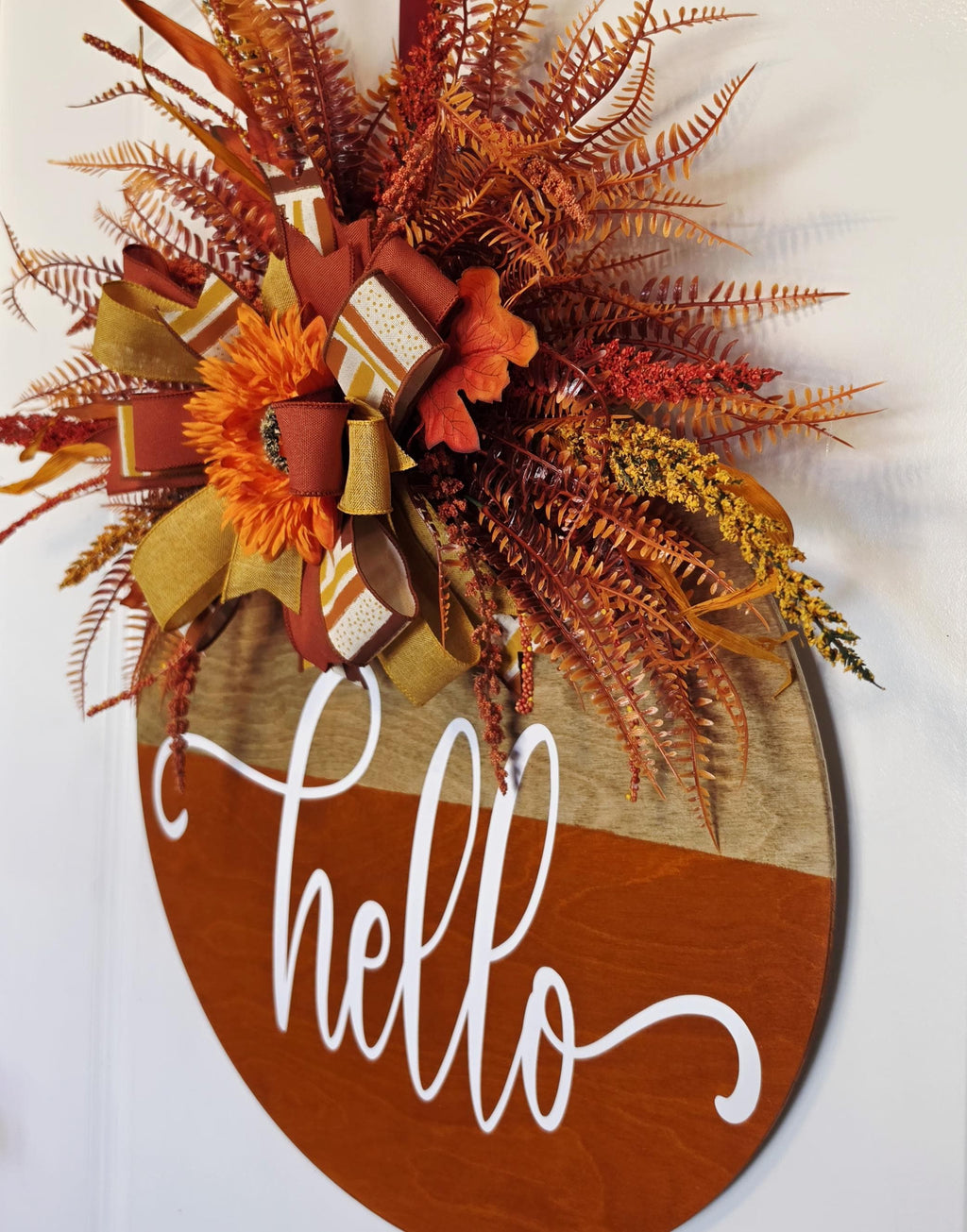 Handcrafted Fall Sunflower Door Hanger, Rustic Farmhouse Autumn Porch Decor