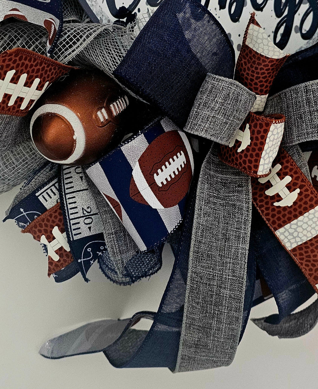 Cowboys Football Wreath, Blue and Silver, Game Day Door Decor