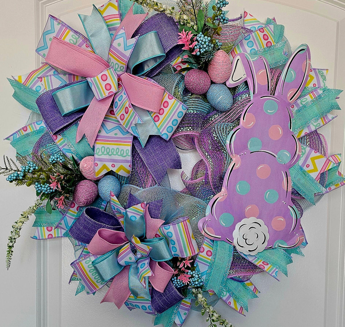 Polka Dot Bunny Wreath