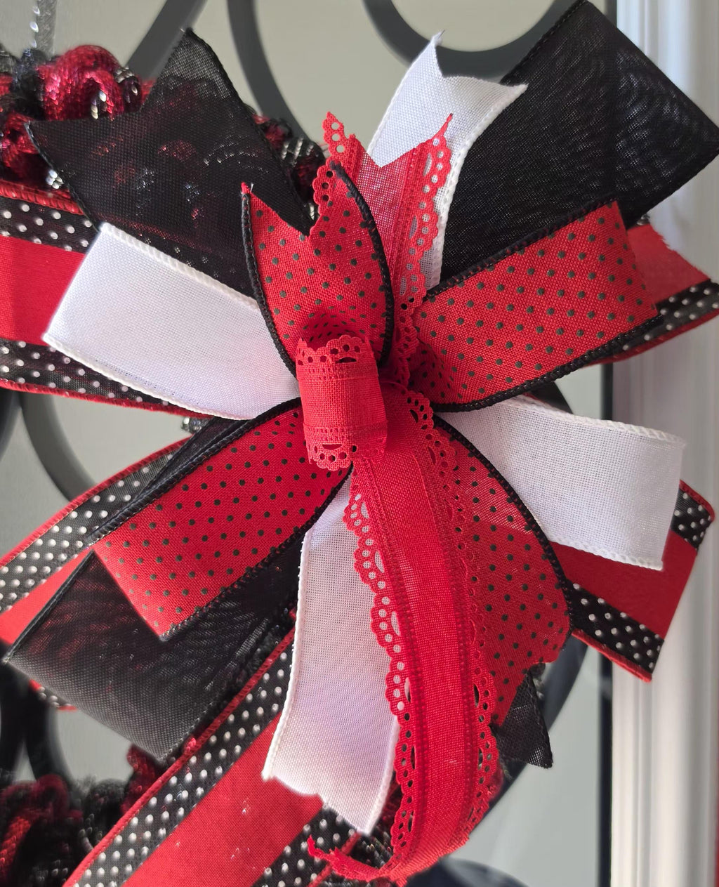Handcrafted Ladybug Wreath: Red Black Buffalo Check Door Decor Summer Spring