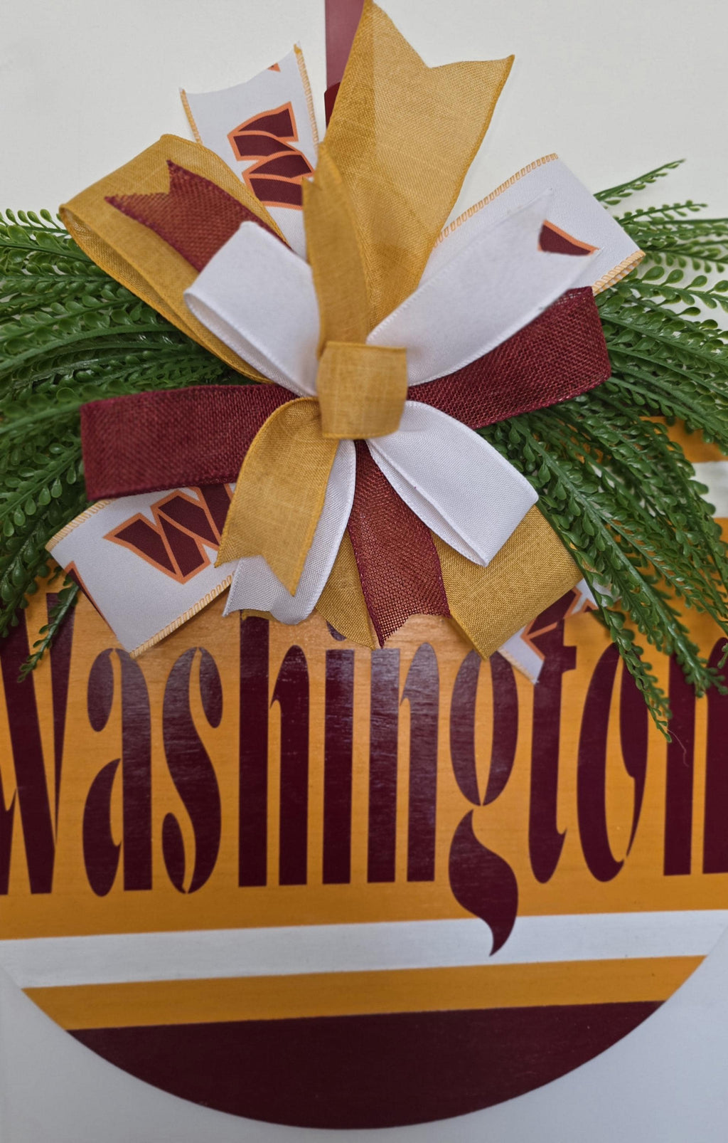 Washington Football Door Hanger | Burgundy & Gold Game Day Wreath