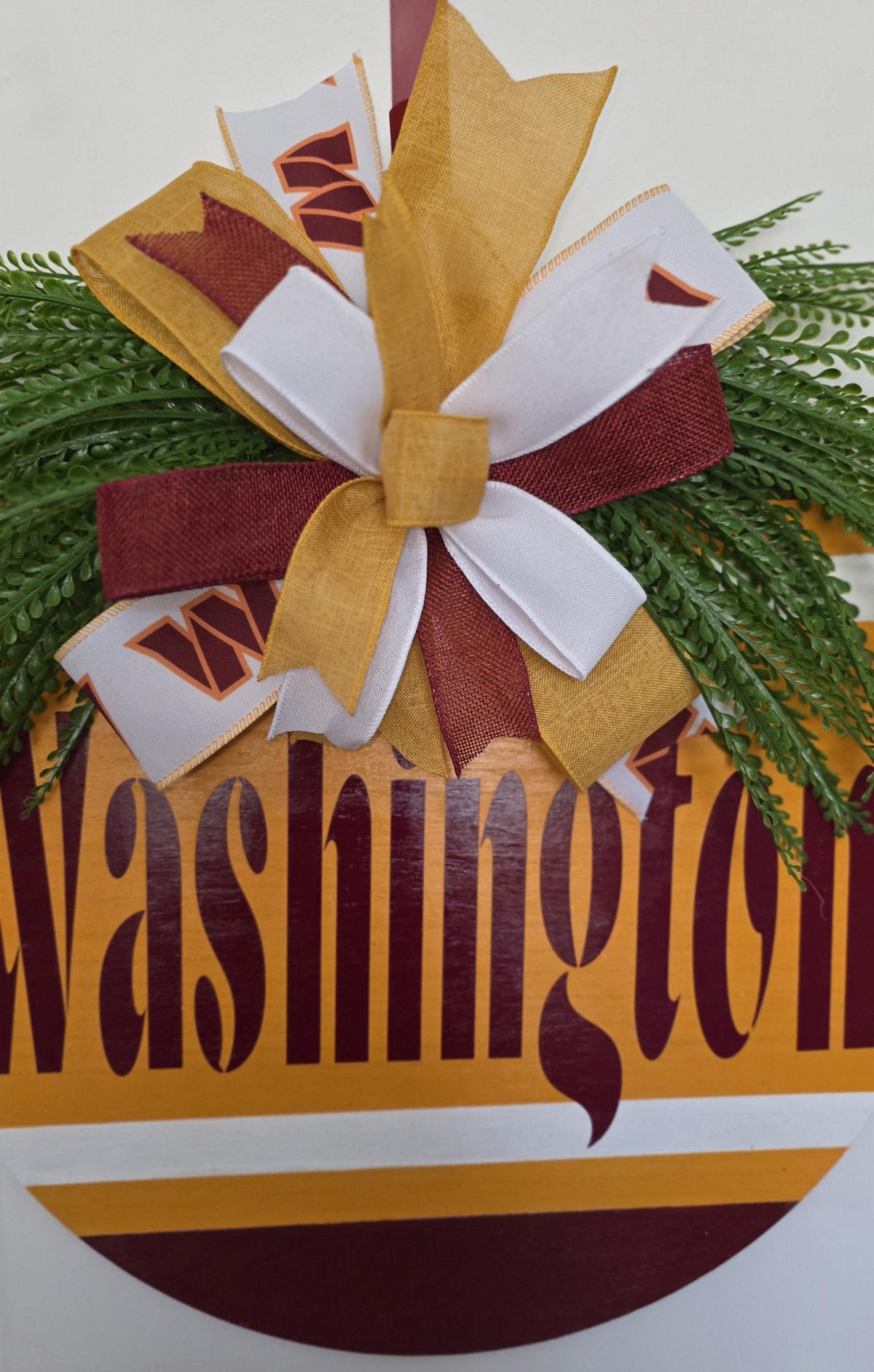 Washington Football Door Hanger | Burgundy & Gold Game Day Wreath